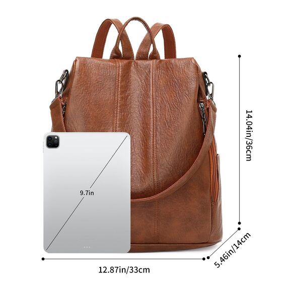 6170 Backpack Purse PU Leather Anti-theft Casual Shoulder Bag Convertible main image 6